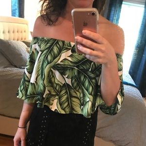 Show Me Your Mumu Palm Print Crop Top